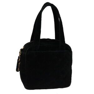 CHANEL Matelasse Hand Bag Suede Black CC Auth
